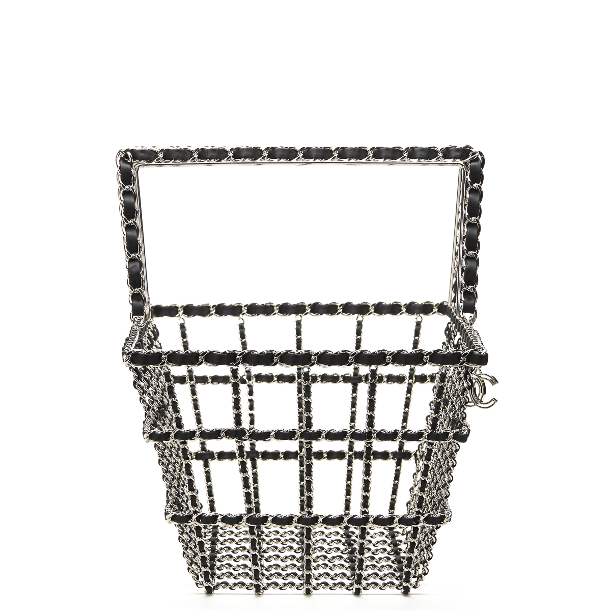 Chanel Silver & Black Calfskin Leather Fall 2014 Act 2 Basket Bag - Image 5 of 9