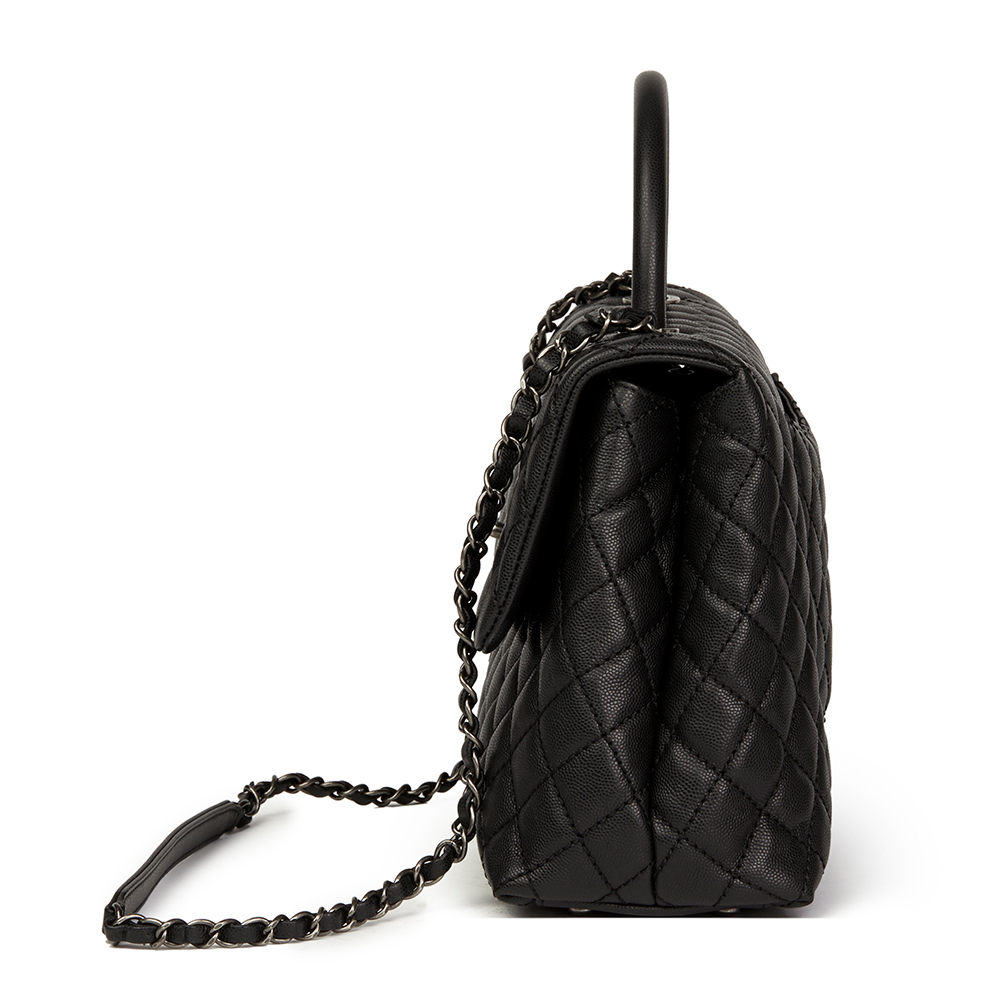 Chanel Black Quilted Caviar Leather Large Coco Handle - Image 2 of 10