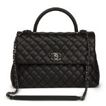 Chanel Black Quilted Caviar Leather Large Coco Handle