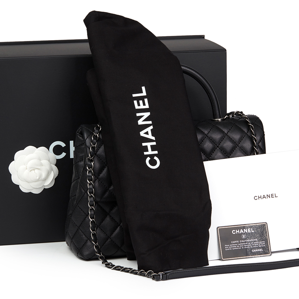 Chanel Black Quilted Caviar Leather Large Coco Handle - Image 10 of 10