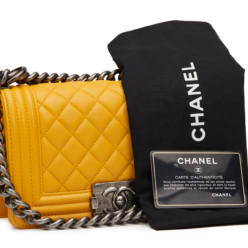 Chanel Mustard Quilted Lambskin Small Le Boy - Image 10 of 10