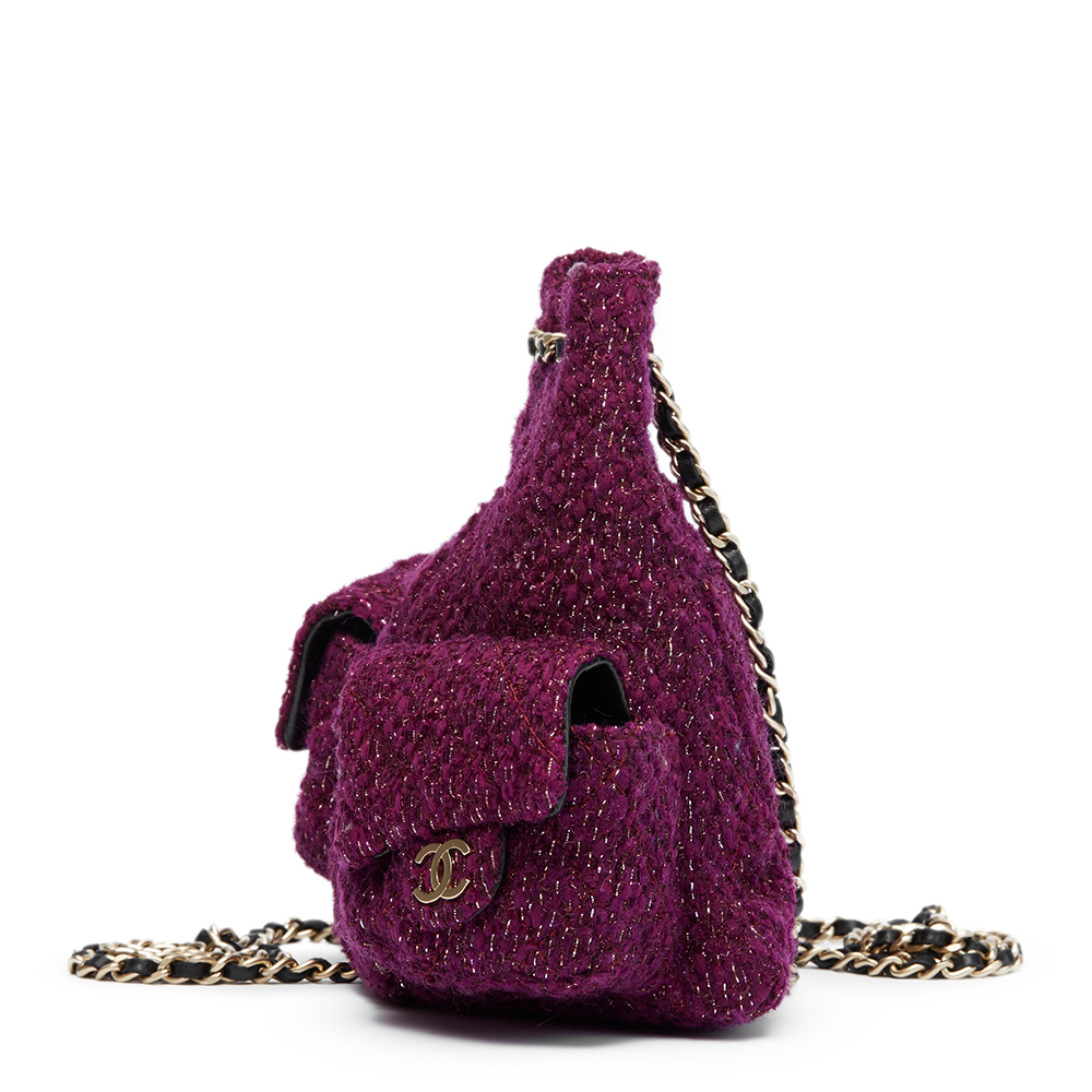 Chanel Aubergine Quilted Tweed Fabric Mini Backpack - Image 3 of 9