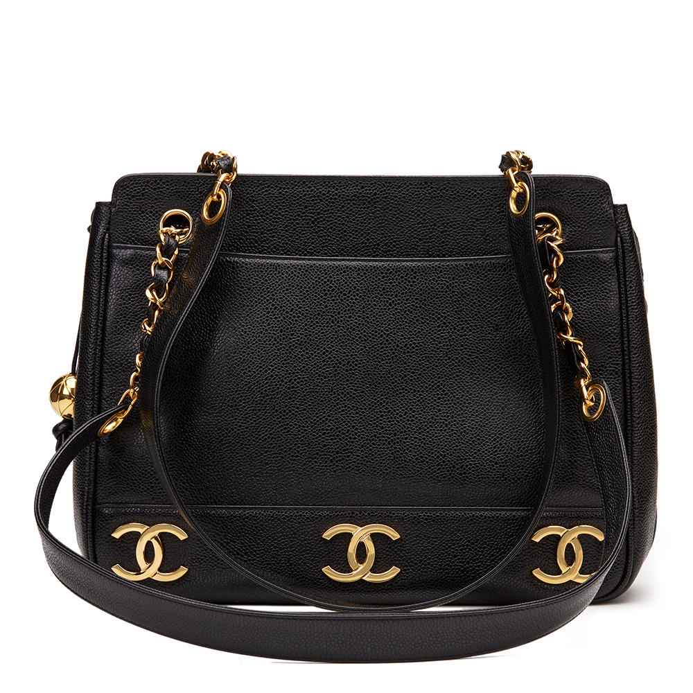 Chanel Black Caviar Leather Vintage Timeless Shoulder Bag