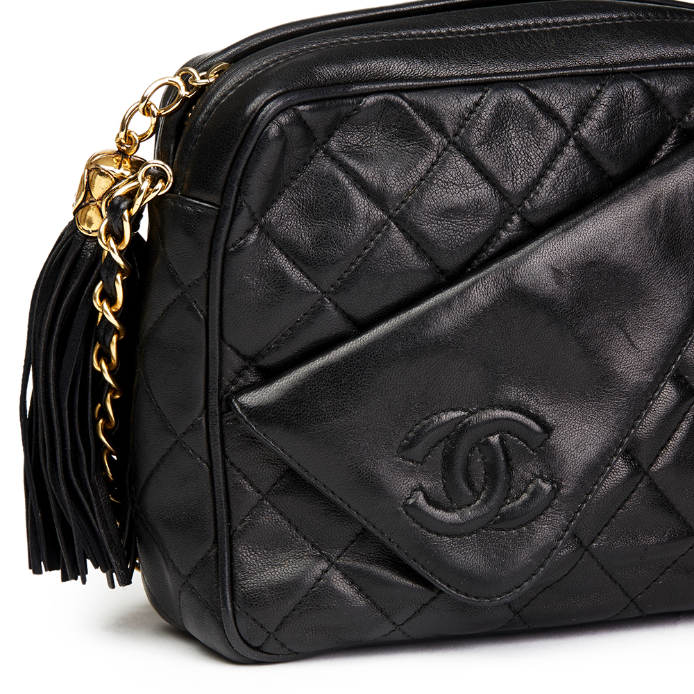 Chanel Black Quilted Lambskin Vintage Tassel Camera Bag - Image 6 of 10