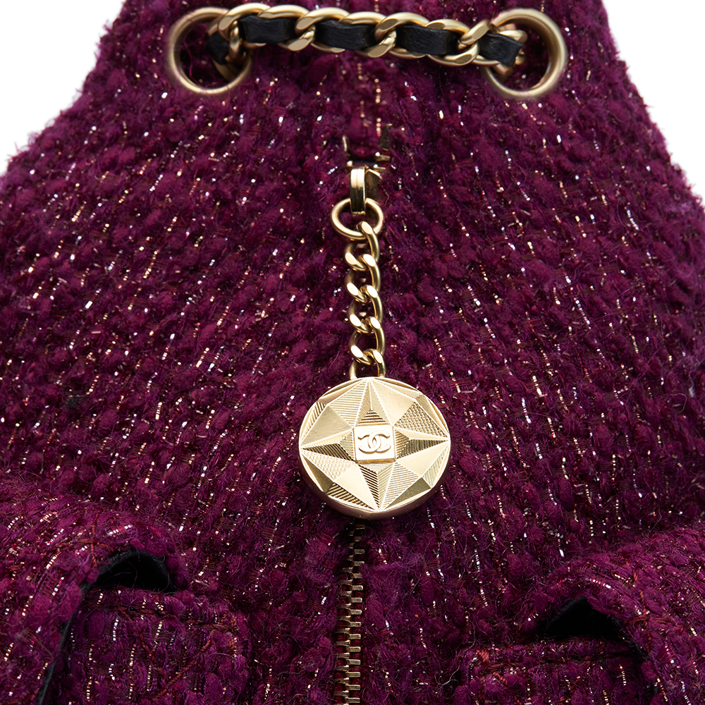 Chanel Aubergine Quilted Tweed Fabric Mini Backpack - Image 7 of 9