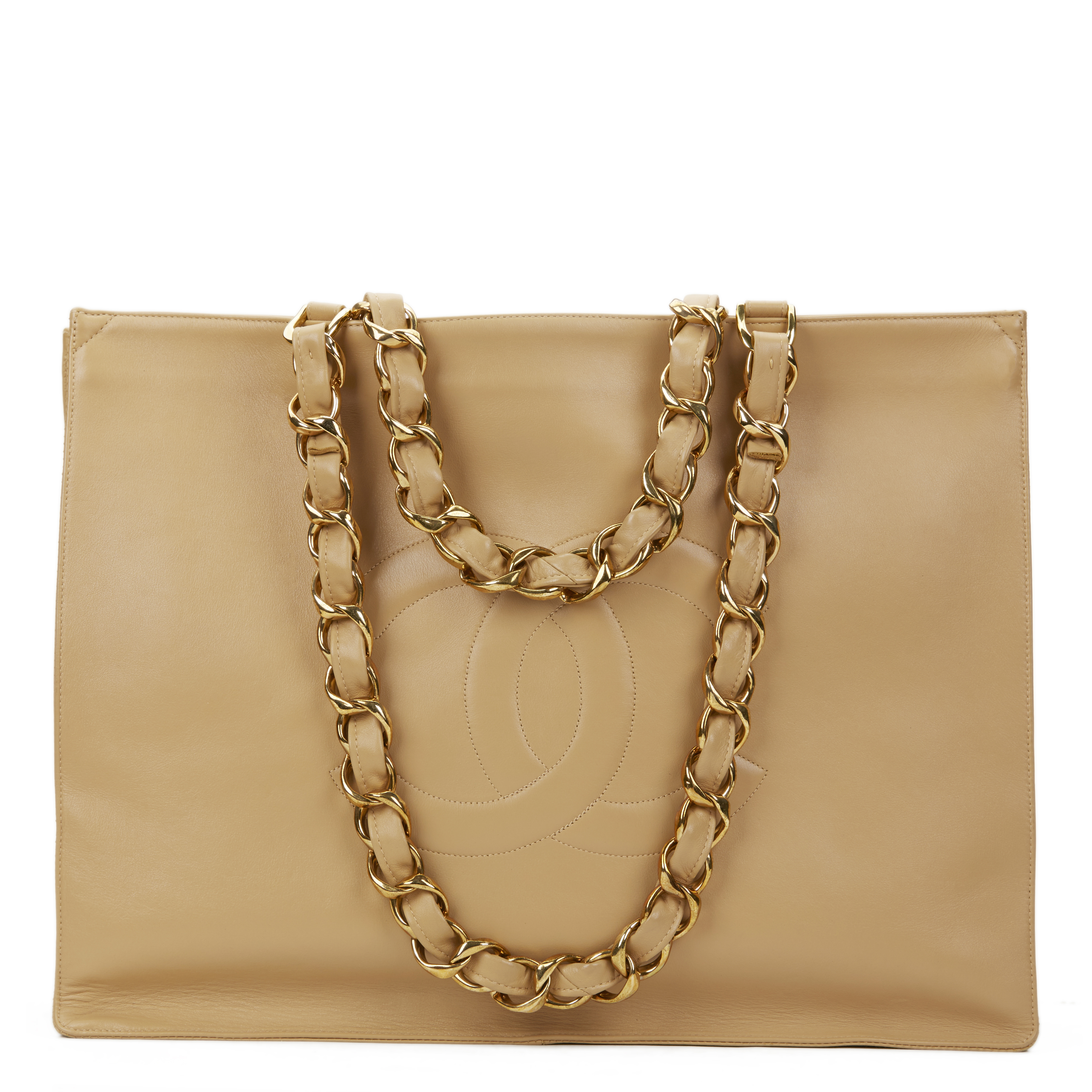 Chanel Beige Lambskin Vintage Timeless Shoulder Tote