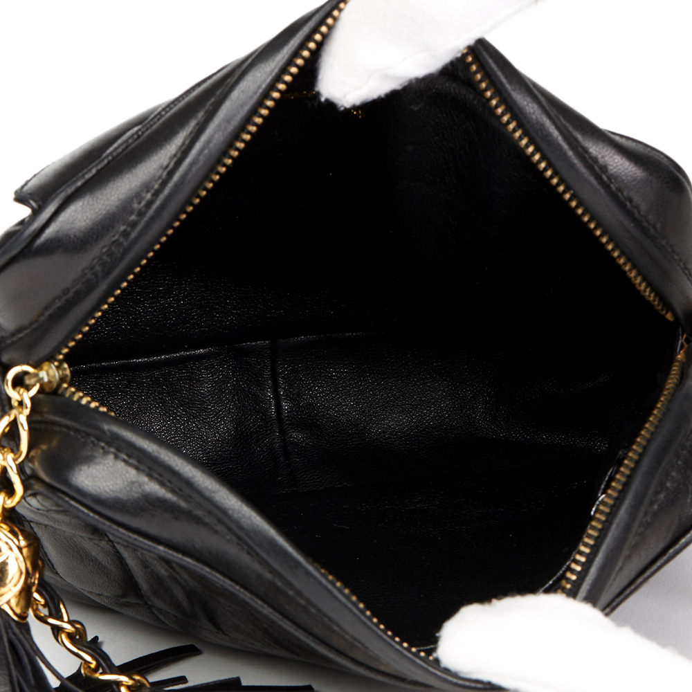 Chanel Black Quilted Lambskin Vintage Tassel Camera Bag - Image 9 of 10