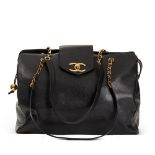 Chanel Black Caviar Leather Vintage Jumbo Supermodel Tote