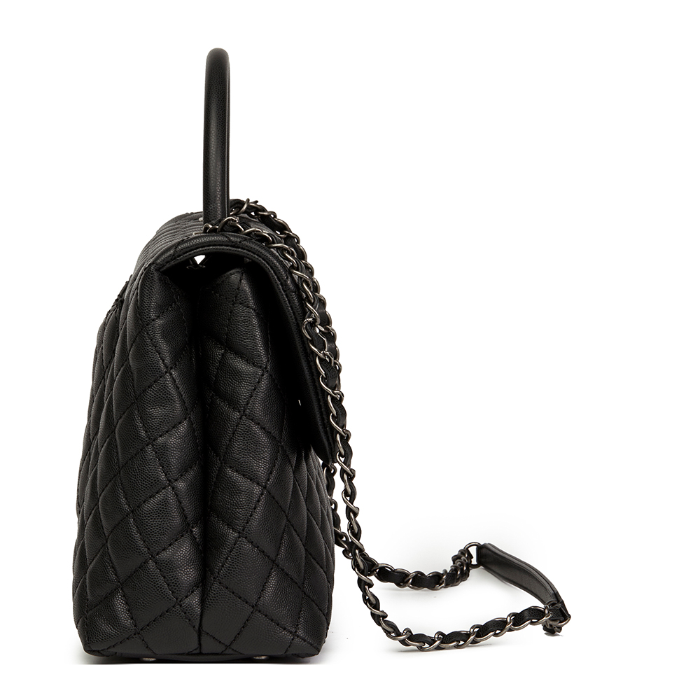 Chanel Black Quilted Caviar Leather Large Coco Handle - Image 3 of 10