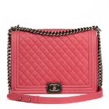 Chanel Pink Quilted Calfskin Leather Large Le Boy