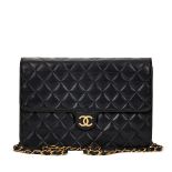 Chanel Black Quilted Lambskin Vintage Classic Single Flap Bag