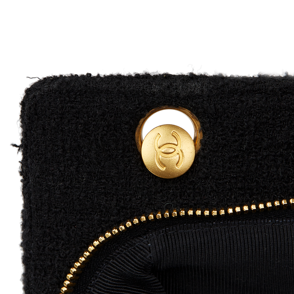 Chanel Black Quilted Tweed Fabric Vintage Timeless Frame Bag - Image 7 of 9