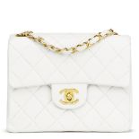 Chanel White Quilted Lambskin Vintage Mini Flap Bag