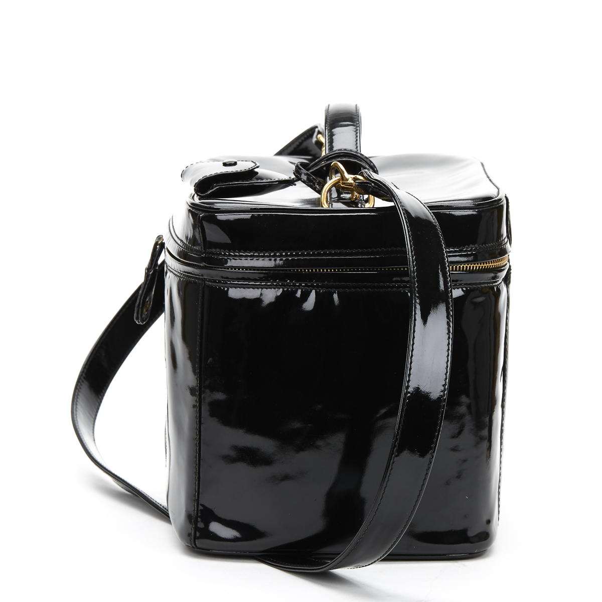 Chanel Black Patent Leather Vintage Vanity Bag - Image 3 of 9