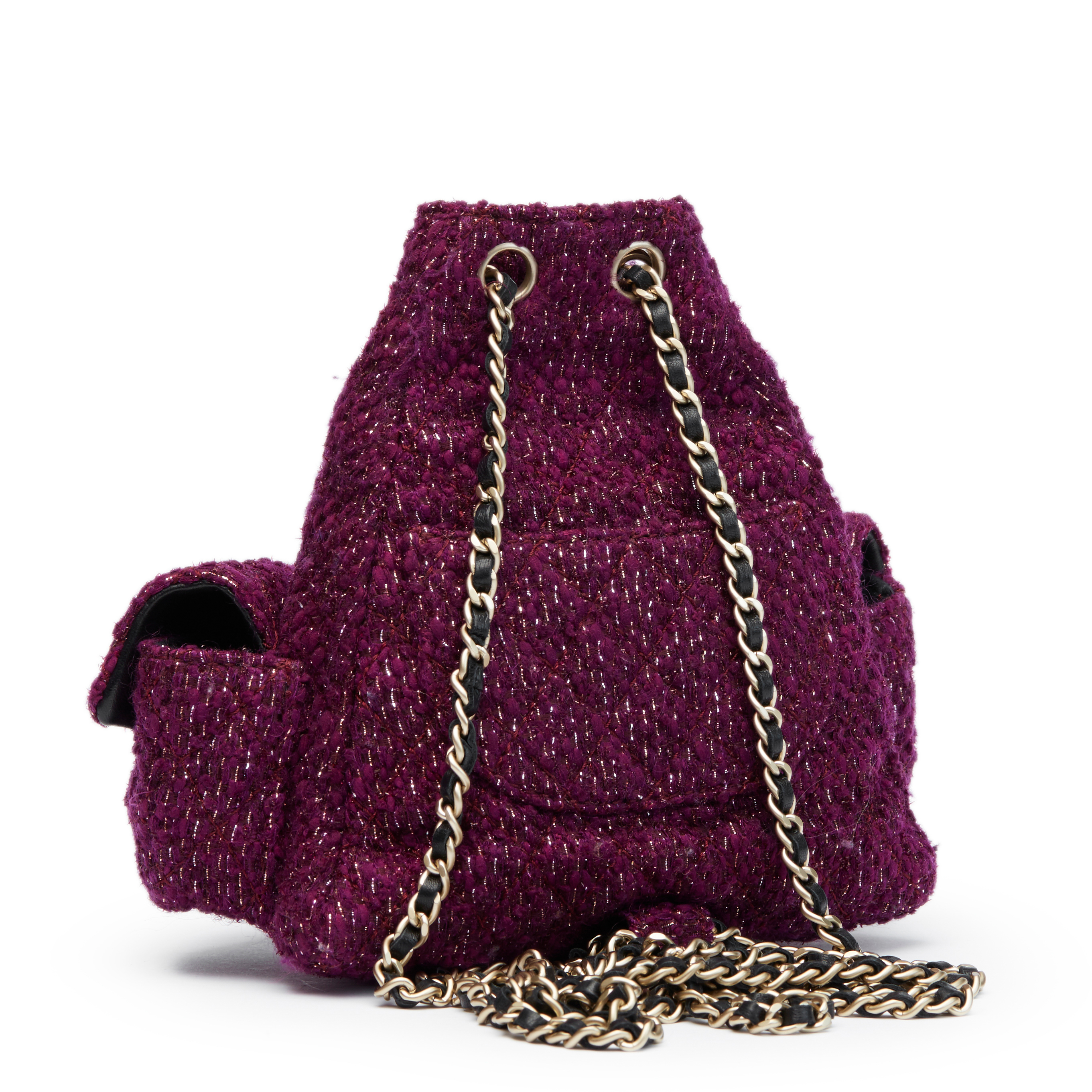 Chanel Aubergine Quilted Tweed Fabric Mini Backpack - Image 4 of 9