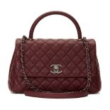 Chanel Burgundy Quilted Caviar Leather Small Coco Handle