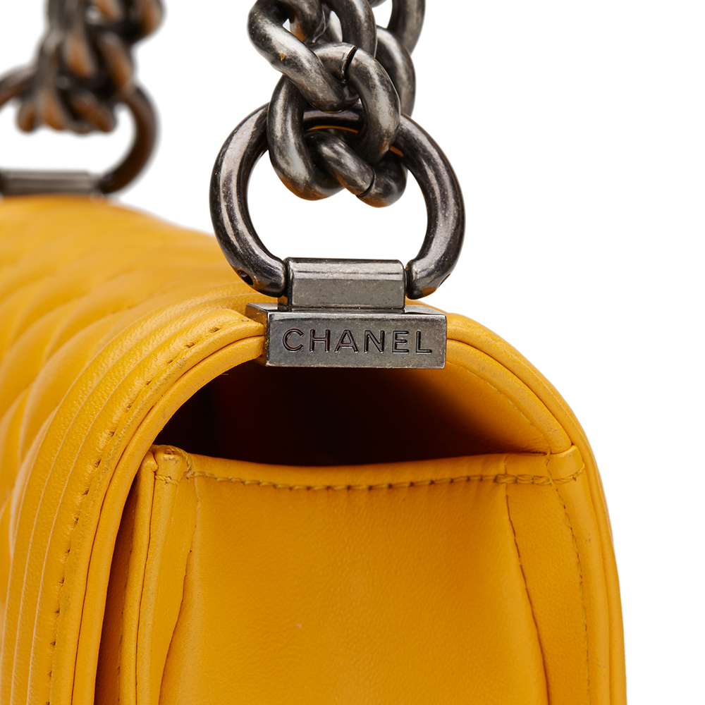 Chanel Mustard Quilted Lambskin Small Le Boy - Image 7 of 10