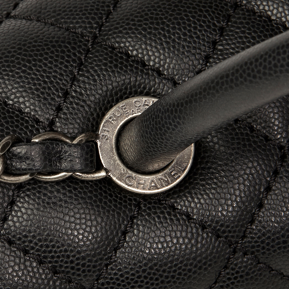 Chanel Black Quilted Caviar Leather Large Coco Handle - Image 7 of 10