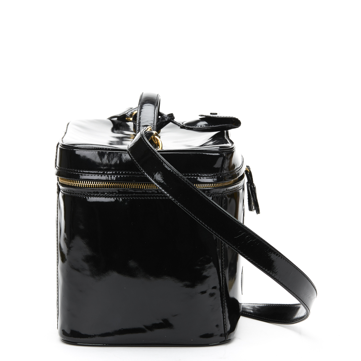 Chanel Black Patent Leather Vintage Vanity Bag - Image 2 of 9