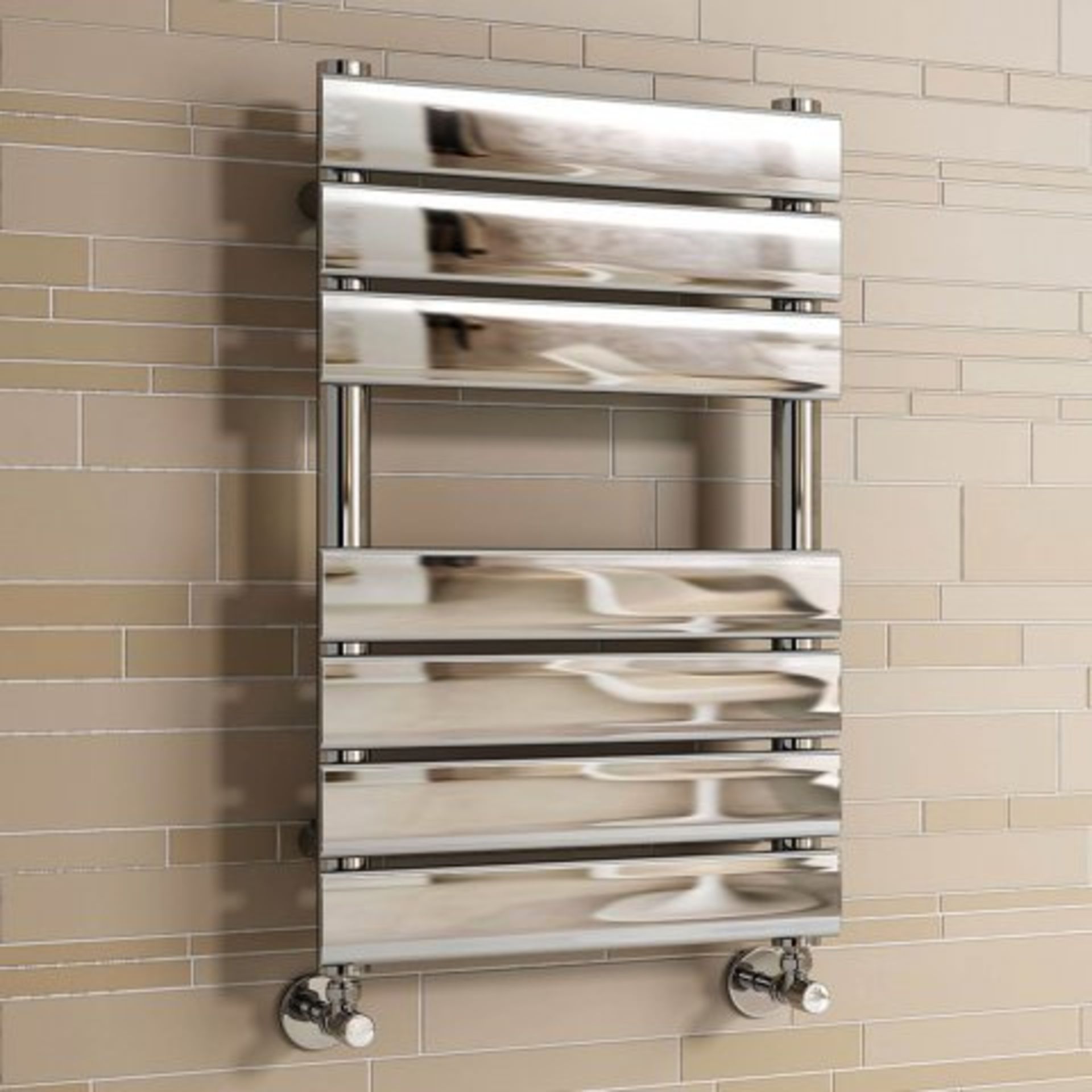 (A41) 650x400mm Chrome Flat Panel Ladder Towel Radiator RRP £179.99 Designer Touch For ultimate