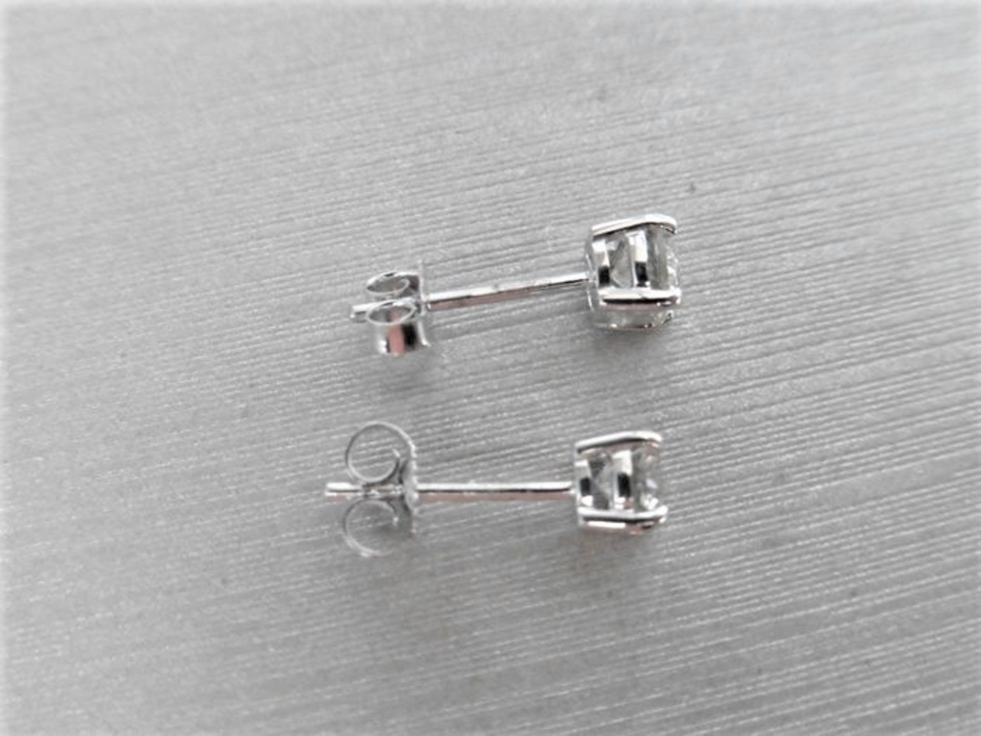 1.00ct diamond solitaire earrings set in 18ct white gold. 2 x brilliant cut diamonds, 0.50ct ( - Image 3 of 5