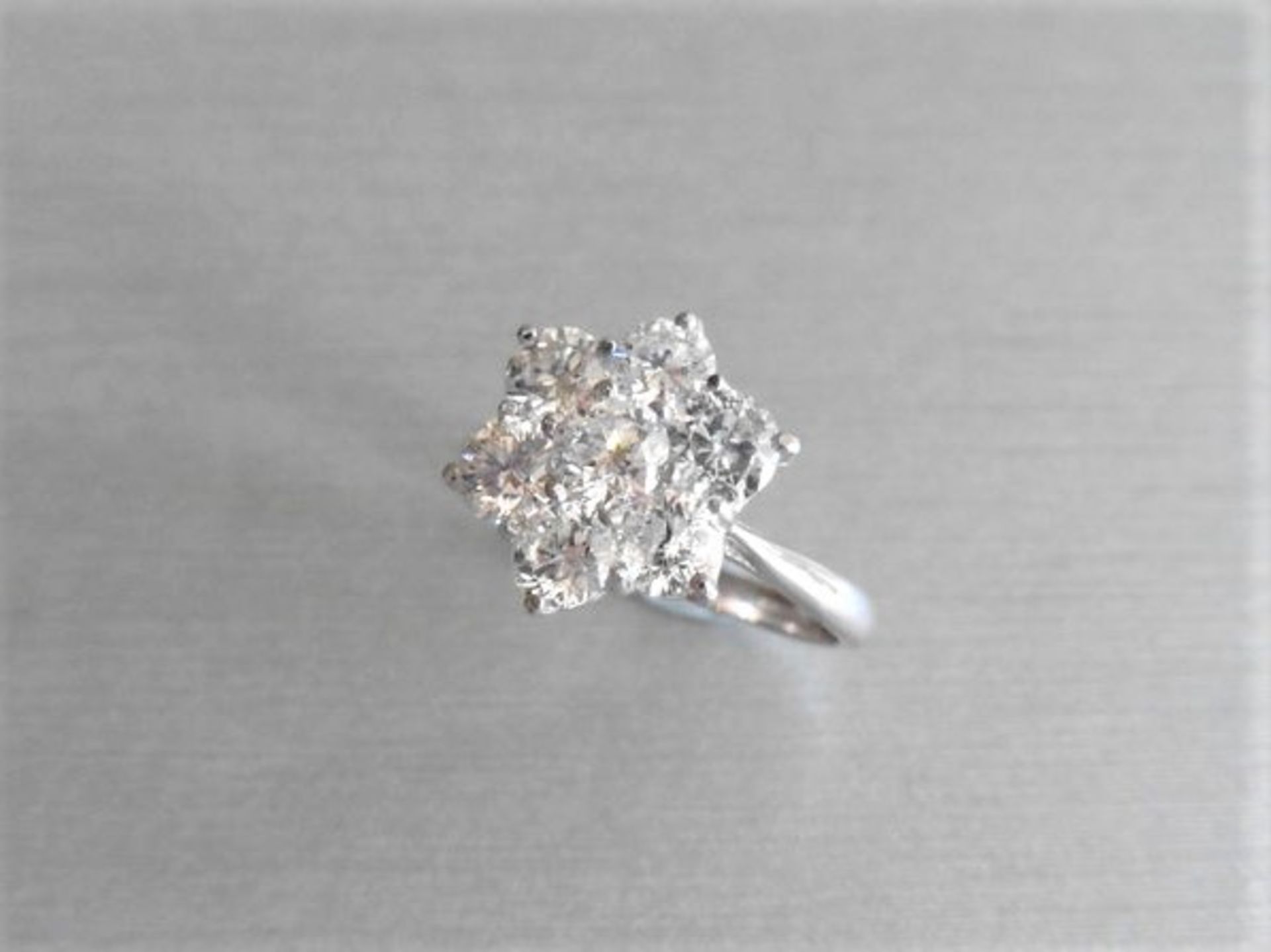 2.25ct diamond cluster style dress ring. 7 Brilliant cut diamonds, I colour and si2-3 clarity. - Image 3 of 3