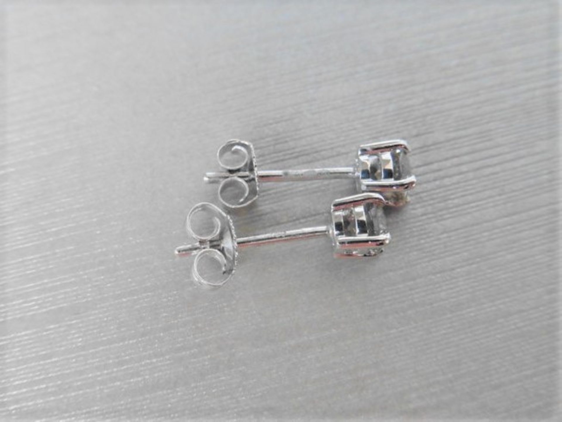 1.20ct diamond solitaire earrings set in 18ct white gold. 2 x brilliant cut diamonds, 0.60ct ( - Image 2 of 2