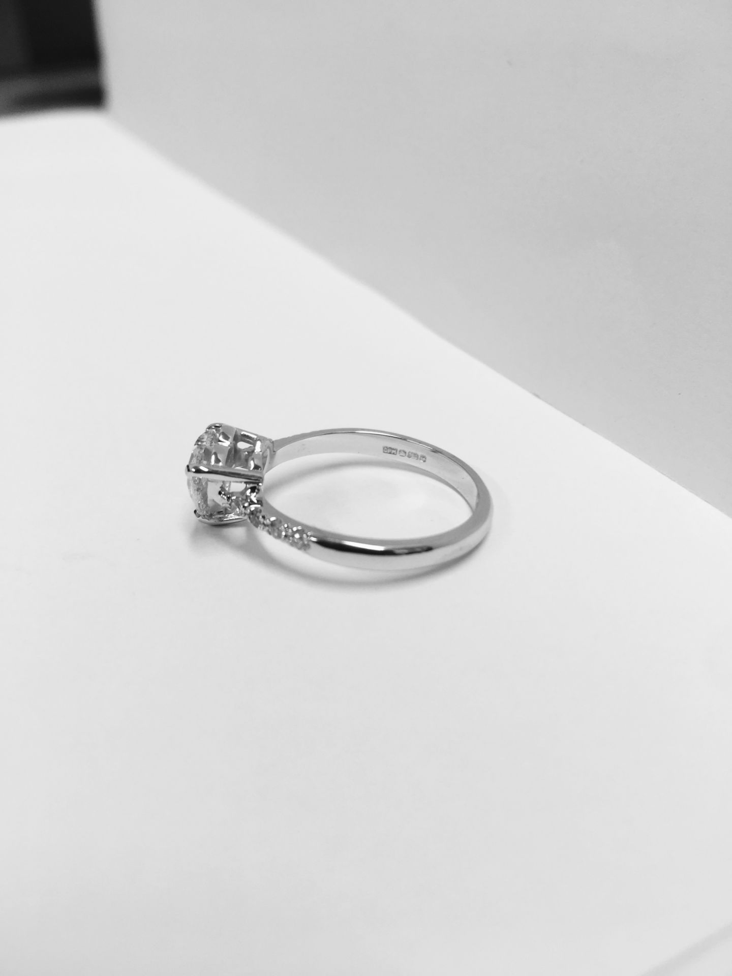 0.91ct diamond set solitaire ring set in 18ct white gold. Heart shaped diamond, I colour and Si2 - Image 2 of 7