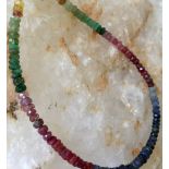 Mixed Multicolour Strand Real Precious Emerald Sapphire Ruby Stones Beads Gems 5 cts