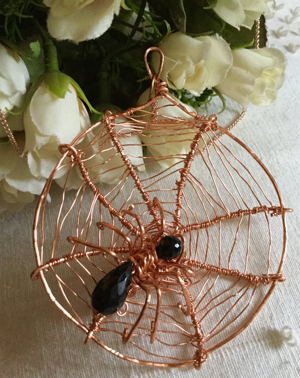 Harry Potter Spider large rose gold cover wire spiders Web with gem of Black Spinel Spider - Image 2 of 4