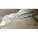 925 Italian Sterling Silver Textured Flat Omega Bracelet 19cm/7.5' pure sparkly 11 grams