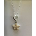 925 Italy Silver Chain Belcher Necklace 30‰Û Austrian Swarovski pave light silk peach star charm