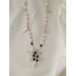 Freshwater Cultured mixed Pearls Designer Necklace Garnet with Pendant miyuki beads 925 silver clasp