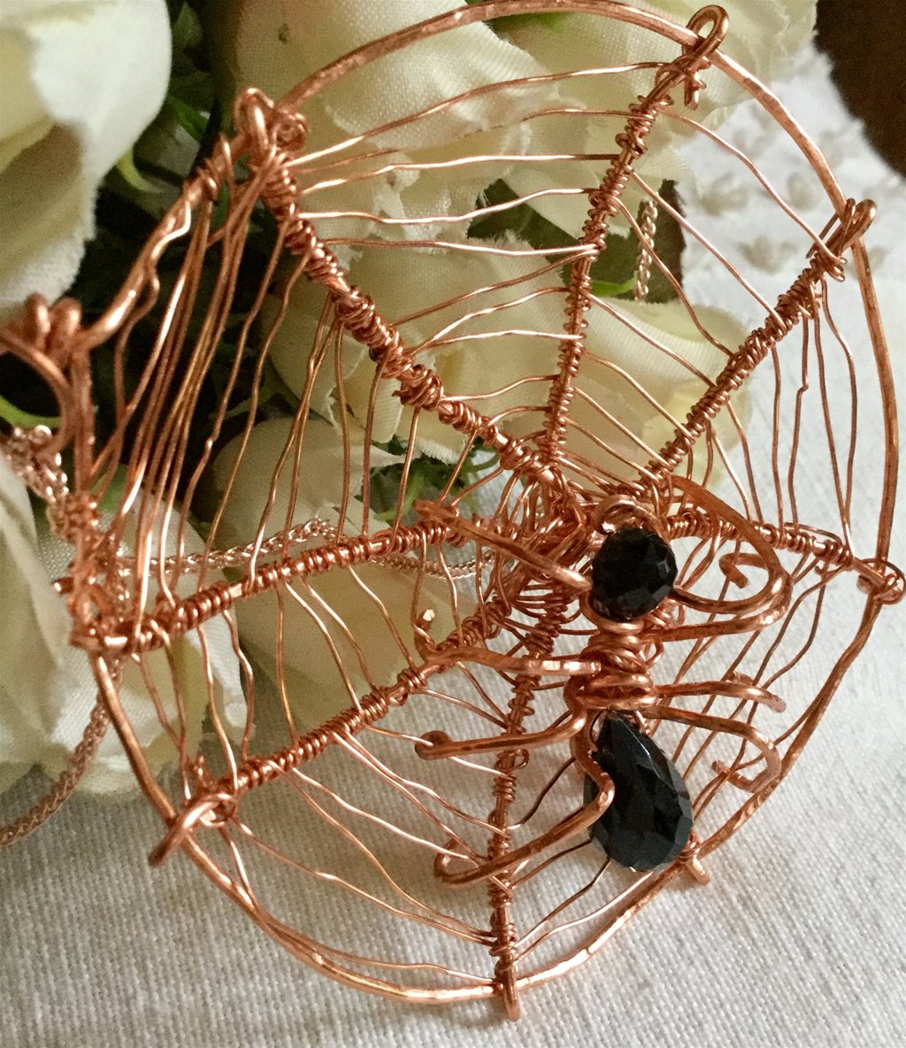 Harry Potter Spider large rose gold cover wire spiders Web with gem of Black Spinel Spider - Image 4 of 4