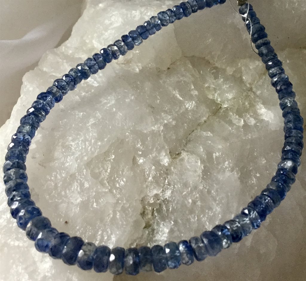 Himalayan Kynaite Graduated Faceted Rondelles 2/1 x 5/2 18 cm gems blue strand