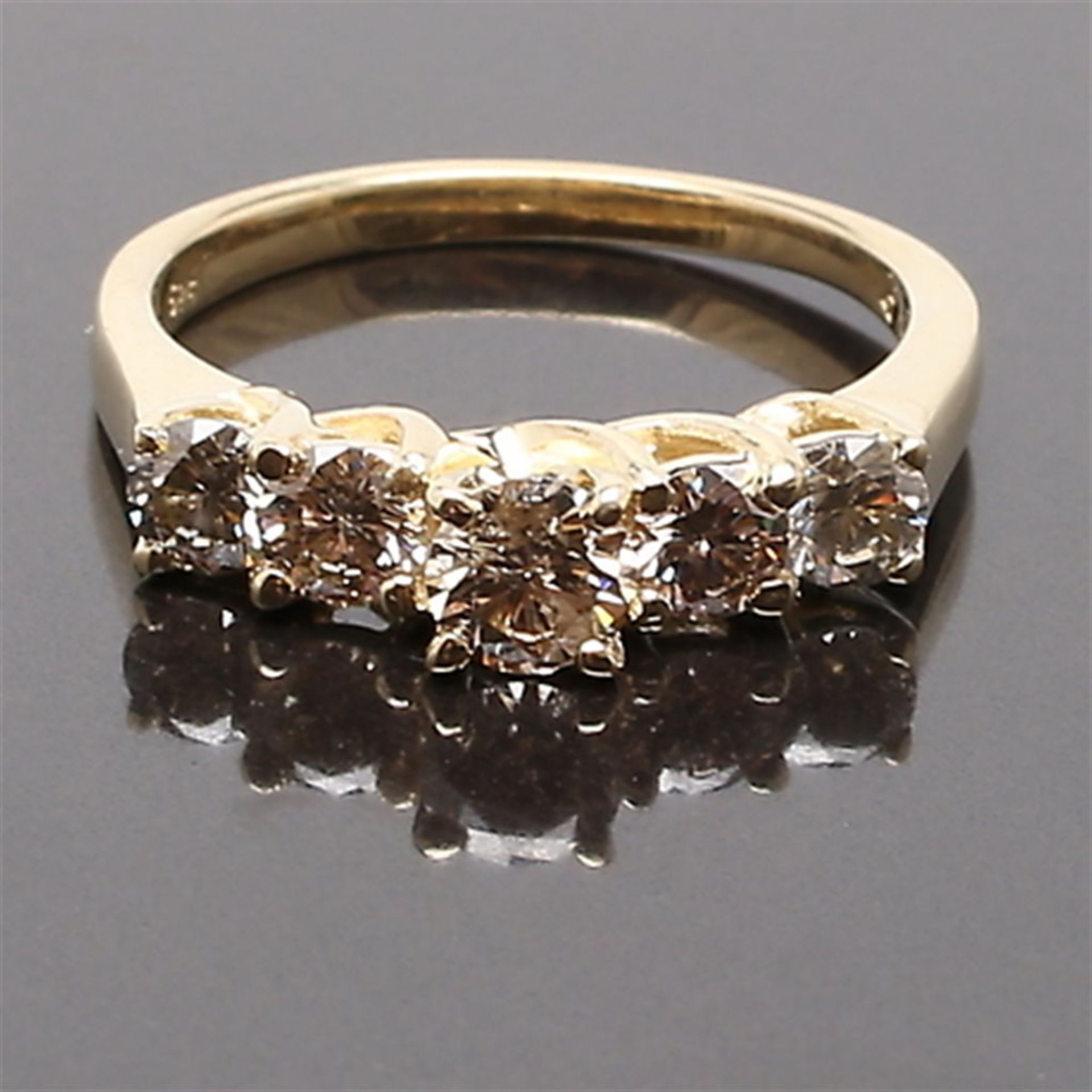 Ring in 14K yellow gold with 5 brilliant cut diamonds - Image 2 of 2