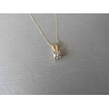 0.25ct diamond solitaire pendant set in 18ct gold. Brilliant cut diamond, I colour and si3