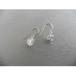 1.00ct diamond drop style solitaire earrings each set with a brilliant cut diamond, I/J colour,