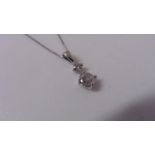 0.60ct diamond drop pendant set in 18ct white gold. 0.50ct on the bottom with 0.10ct on top. I-J