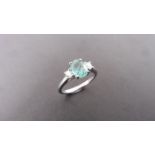 0.80ct emerald and diamond trilogy ring. 7x 5mm oval cut emerald ( oil treated) with a small diamond