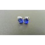 1.60ct Sapphire stud style earrings set in 9ct white gold. 7 x 5mm oval cut sapphires( glass