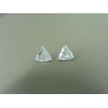 2.21ct natural loose pair of triangular diamonds. F colour and VS-SI clarity. EGL certificaton.