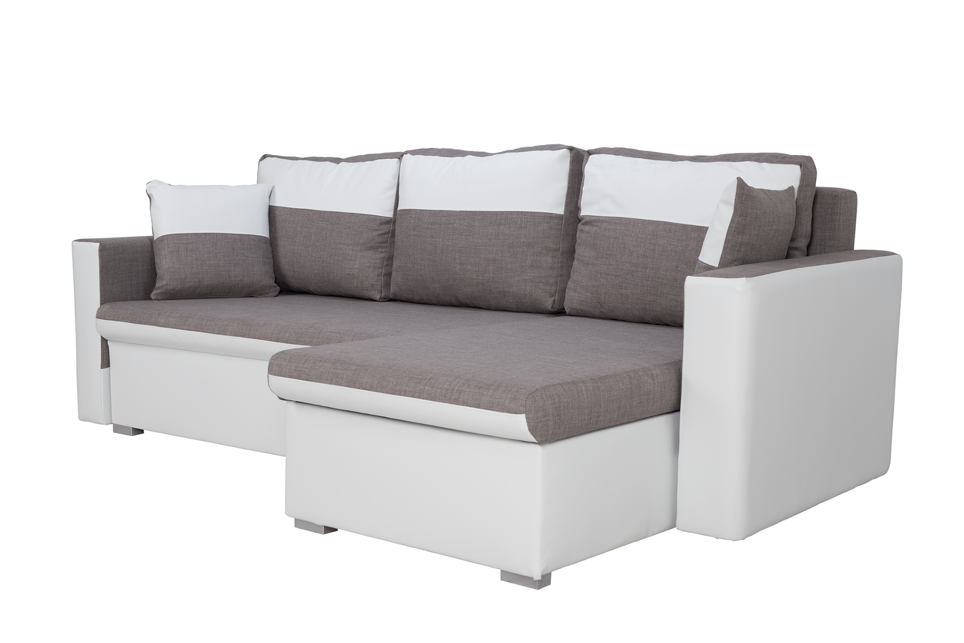 Brand New Flˆvio Right Hand Facing White/Grey Corner Pull Out Sofa Bed With Storage - Bild 3 aus 3