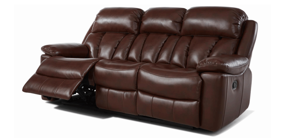 Brand New Boxed Benson 3 Seater Brown Leatheraire Reclining Sofa Plus 2 Matching Arm Chairs - Bild 2 aus 2