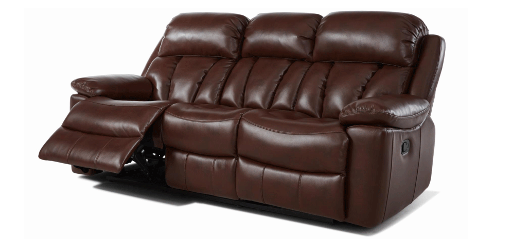 Brand New Boxed Benson 3 Seater Brown Leatheraire Reclining Sofa Plus 2 Matching Arm Chairs - Image 2 of 2
