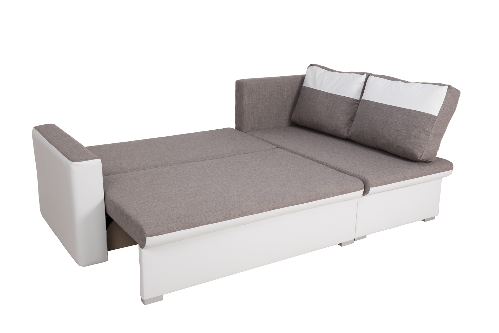 Brand New Flˆvio Right Hand Facing White/Grey Corner Pull Out Sofa Bed With Storage - Bild 2 aus 3