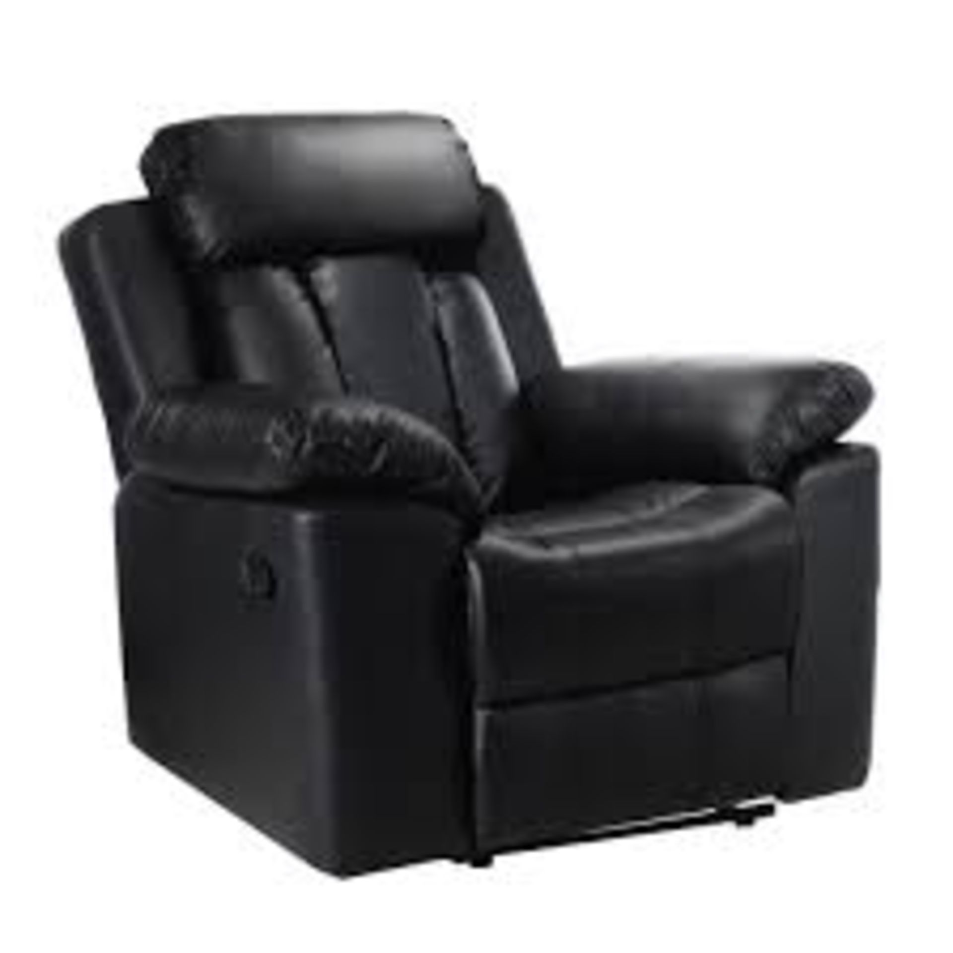 Brand New Boxed 3 Seater Manhattan Black Leather Manual Reclining Sofa Plus 2 Matching - Bild 2 aus 2