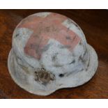 WW2 German S.S. Decal Helmet With Red Cross