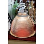 Pair Of Large Holophane Industrial Glass Lamp Shades