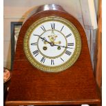 French Art Nouveau Mahogany Case Mantel Clock c1910